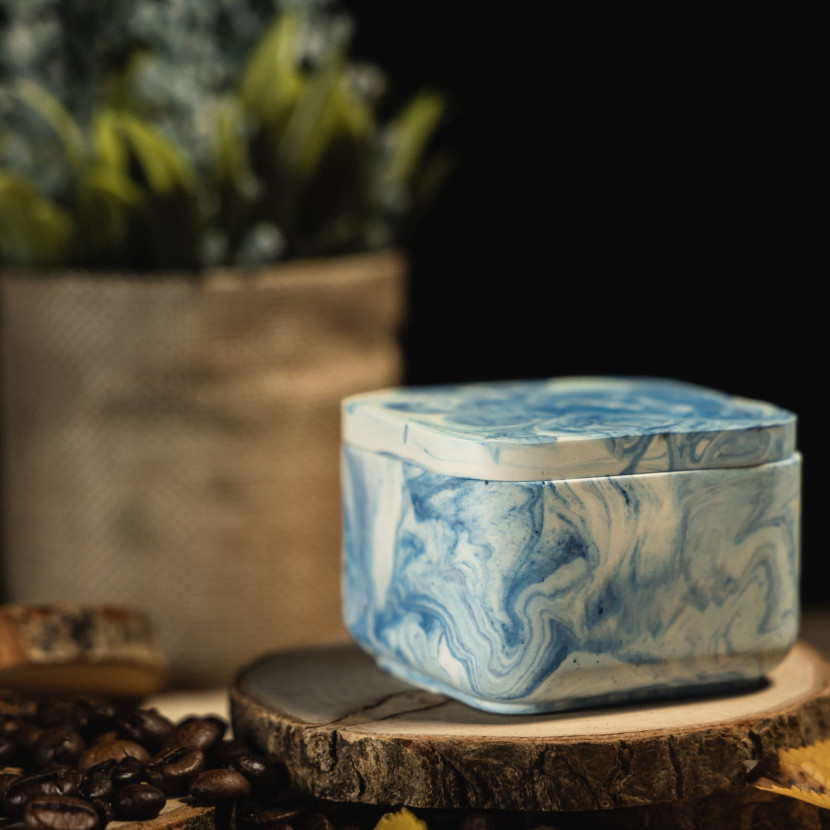 "Blue Marble Box" Decorative Scented Candle