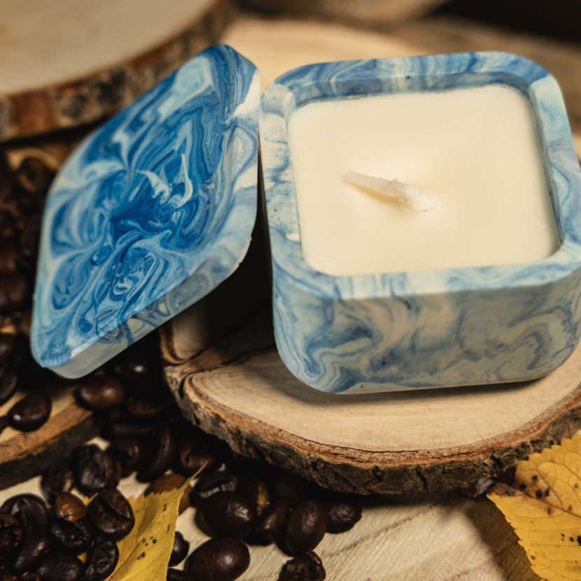 "Blue Marble Box" Decorative Scented Candle