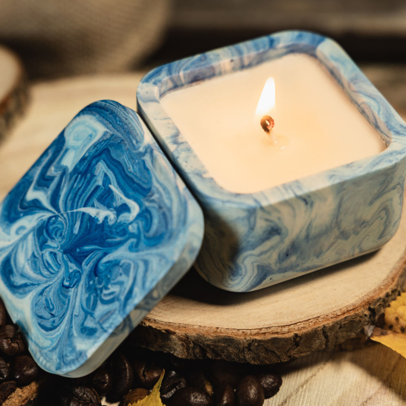 "Blue Marble Box" Decorative Scented Candle